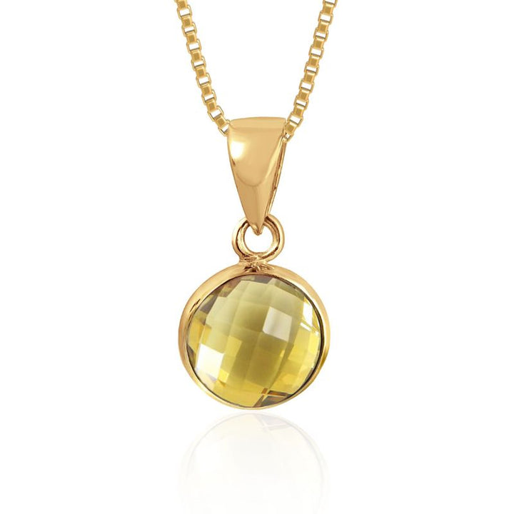 Круглый кулон из цитрина, золото 14 карат.