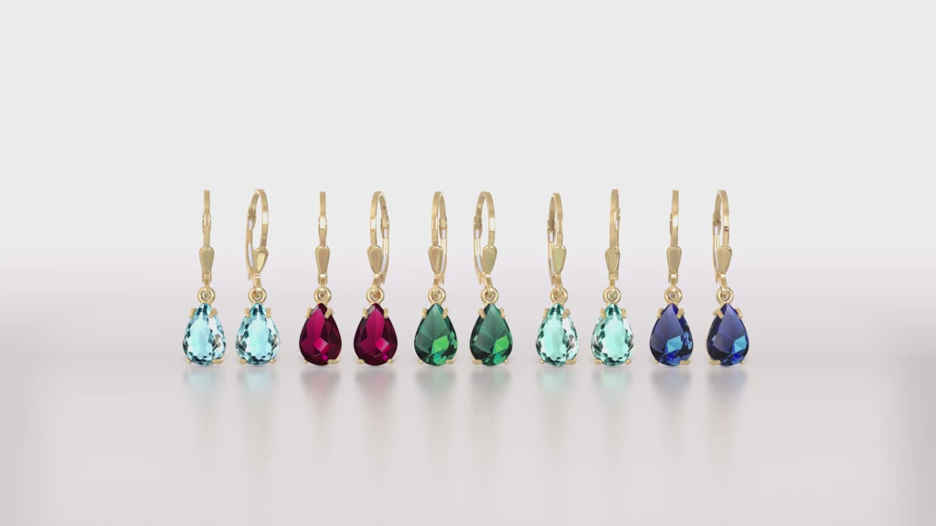 עגילי ציפוי זהב לברבק טיפה בשיבוץ אוניקס