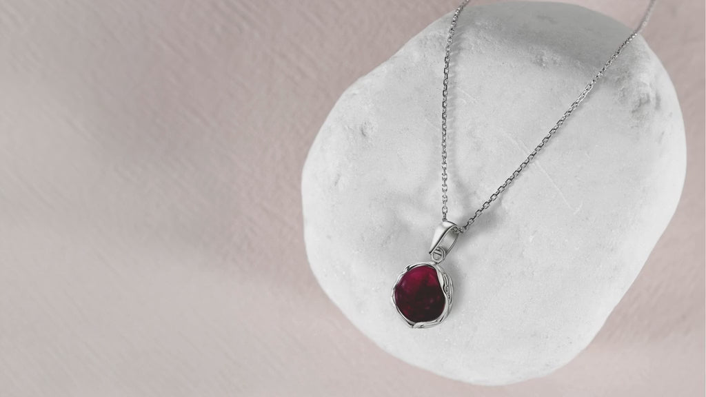 תליון מעוטר כסף 925 גארנט בצבע בורדו