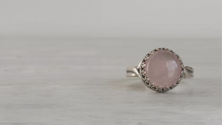 טבעת מתכווננת כסף – רוז קוורץ