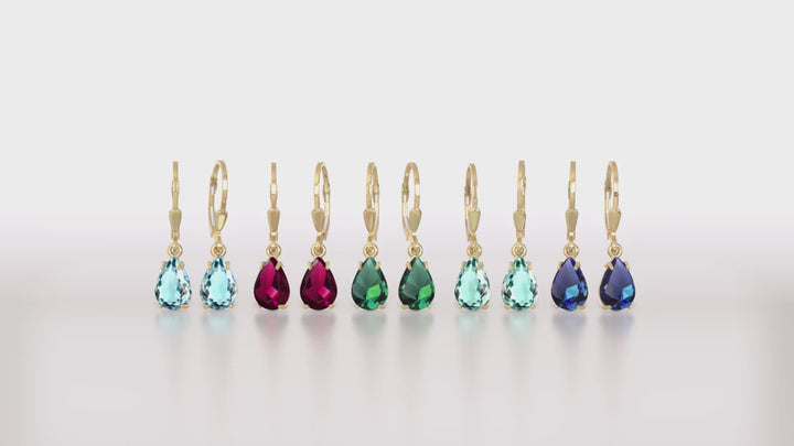 Позолоченные серьги для барбекю с каплей искусственного сапфира.