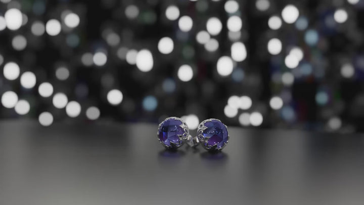 עגילי כסף צמודים אופל כחול