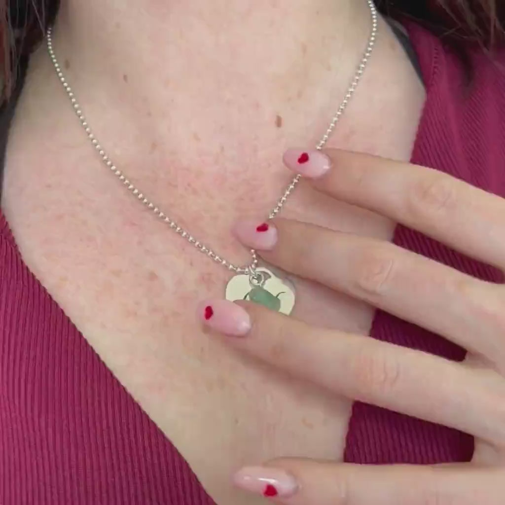 תליון לב כסף 925 לחריטה אישית עם שרשרת עיגולים