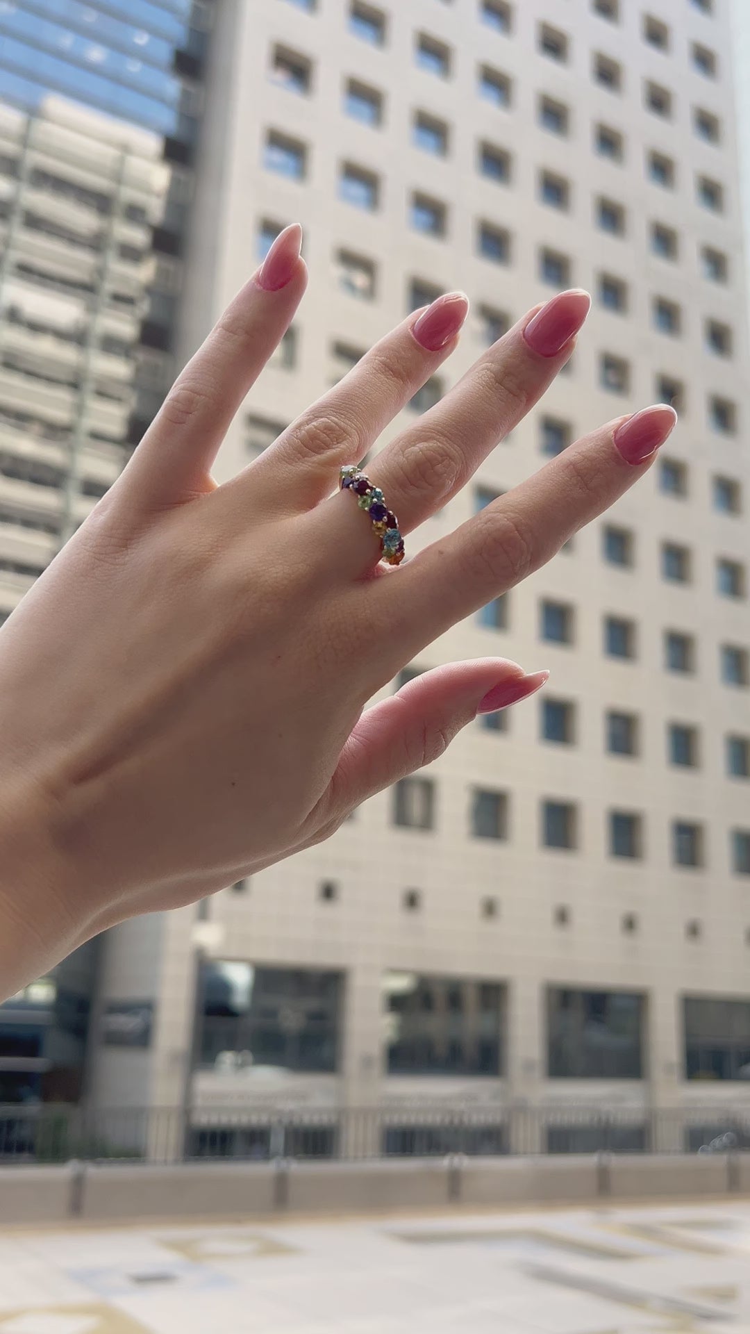 טבעת אנגריה זהב 14 קראט מיקס אבני חן