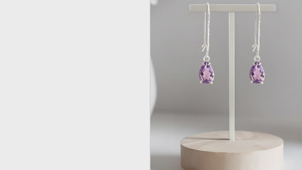 עגילי כסף תלויים – אמטיסט סגול