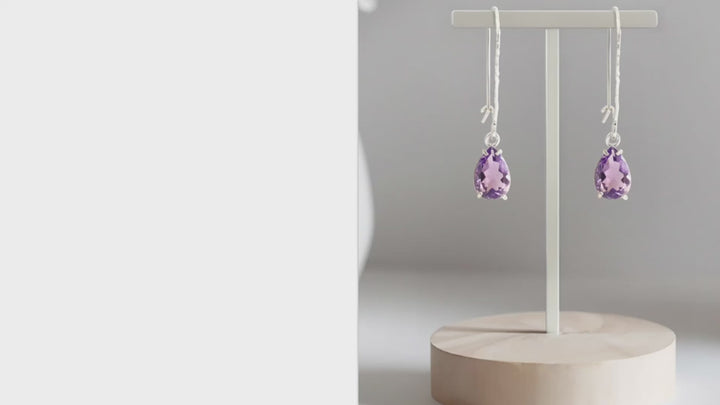 עגילי כסף תלויים – אמטיסט סגול