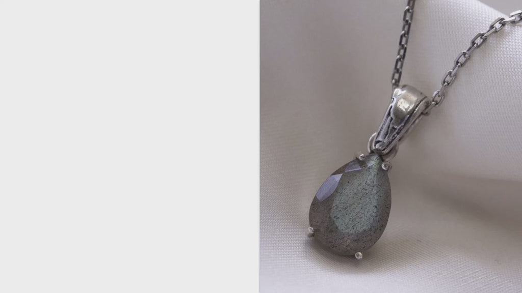 תליון טיפה כסף סטרלינג 925 לברדורייט