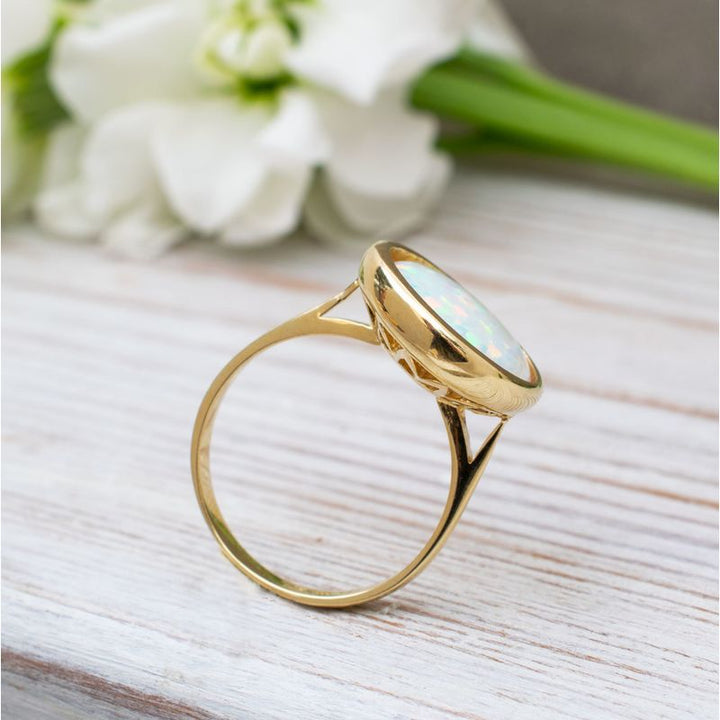 טבעת עגולה זהב טהור 14K אופל