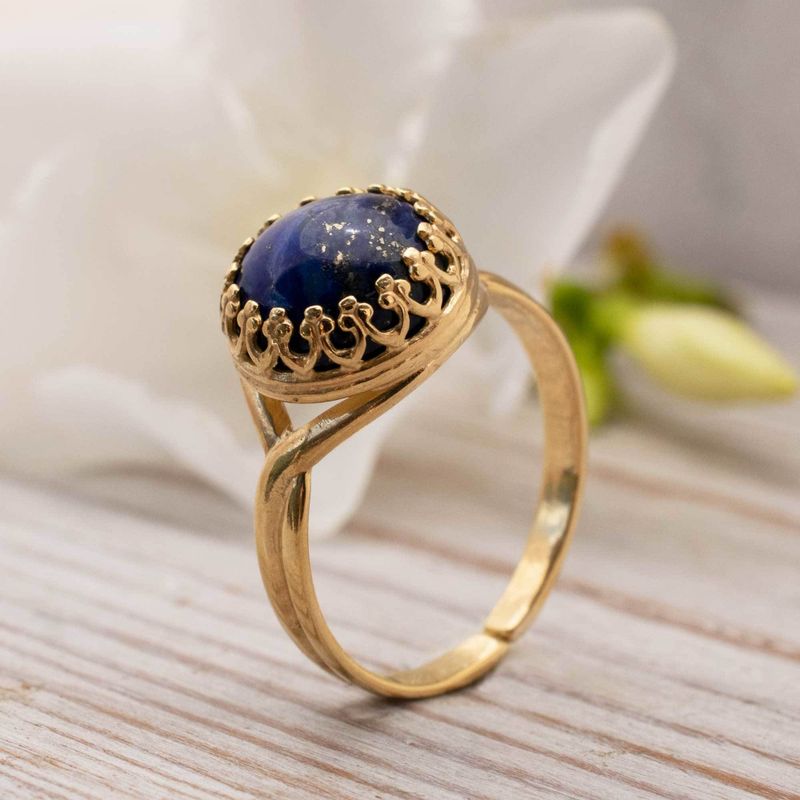 טבעת פתוחה לאפיס כחול ציפוי זהב