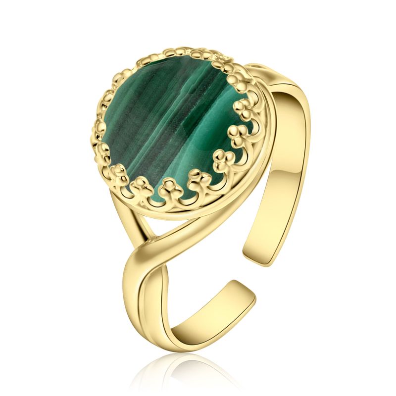 טבעת פתוחה מלאכית ירוק ציפוי זהב