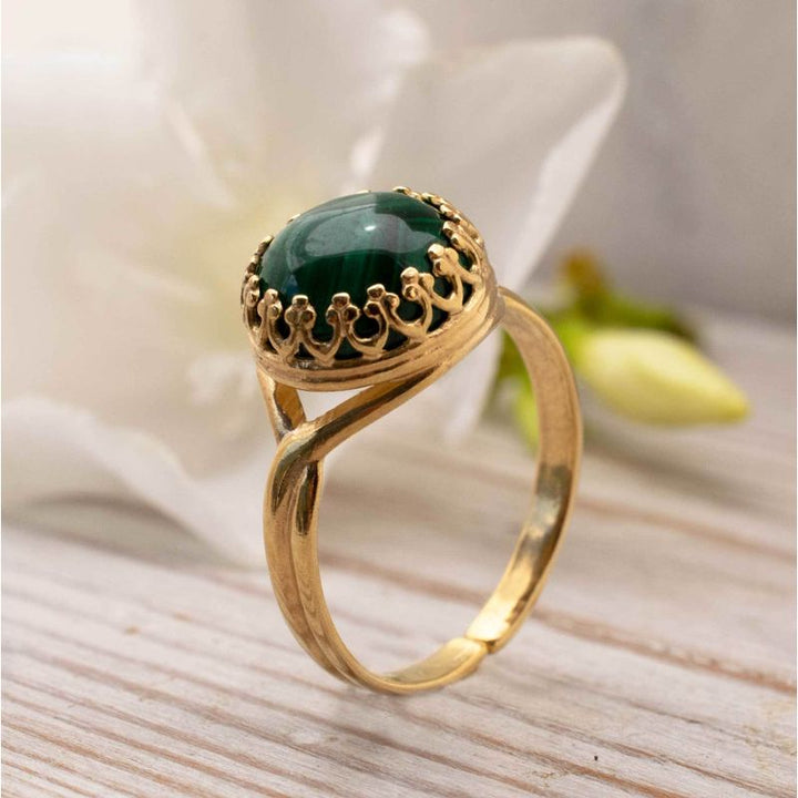 טבעת פתוחה מלאכית ירוק ציפוי זהב
