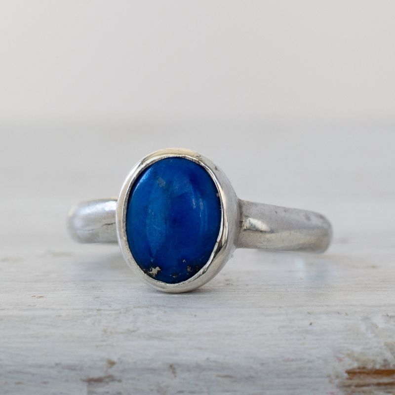 טבעת כסף 925 פתוחה אבן לאפיס כחולה