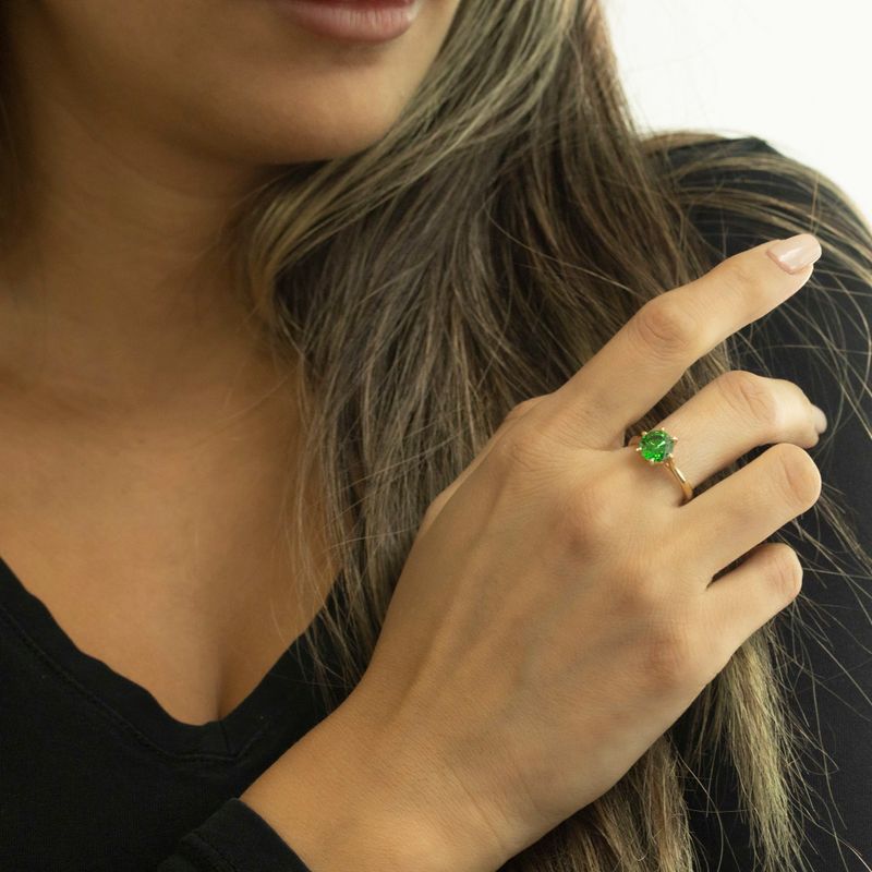 טבעת ציפוי זהב זירקון ירוק