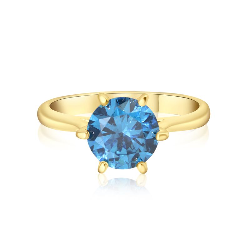 טבעת ציפוי זהב זירקון כחול